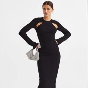 H&M Cut Out Bodycon Black Midi Dress